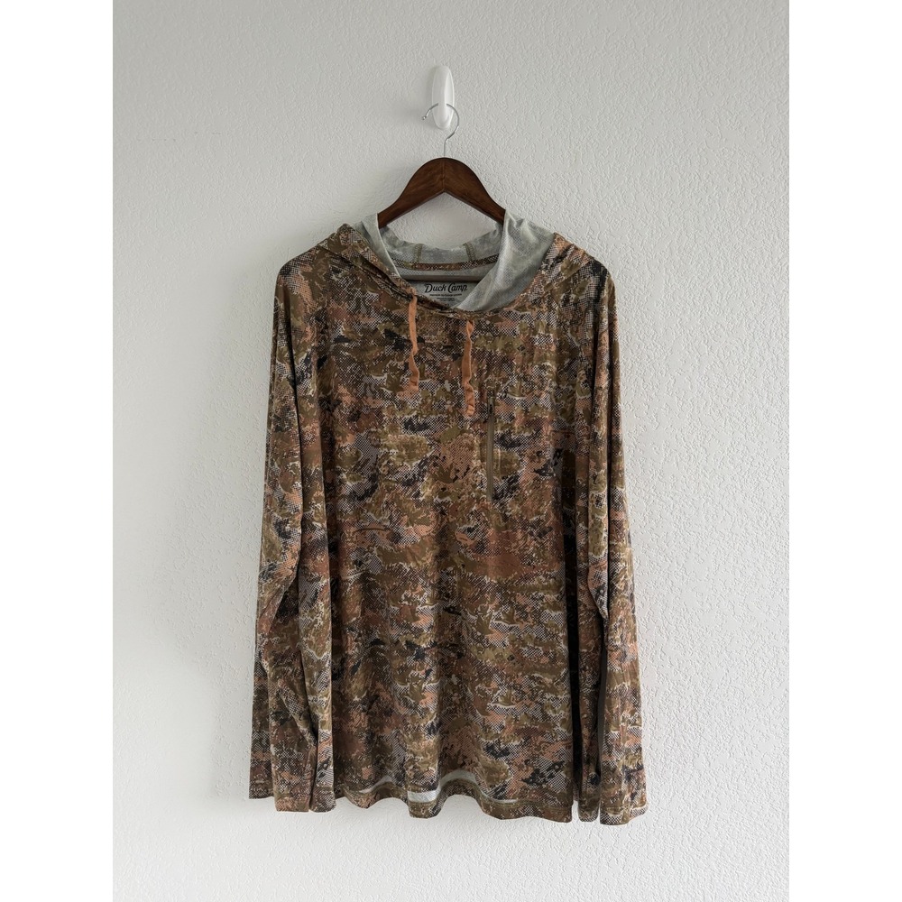 Duck Camp Outdoor Camo Hoodie Size 3XL Brown Lightweight Sun Shirt